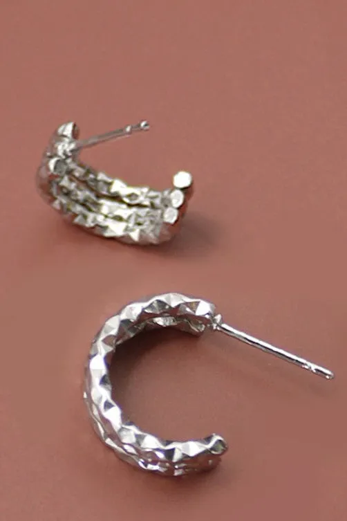 18K Gold or Silver Dipped Hammered Hoop Earrings