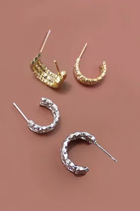 18K Gold or Silver Dipped Hammered Hoop Earrings