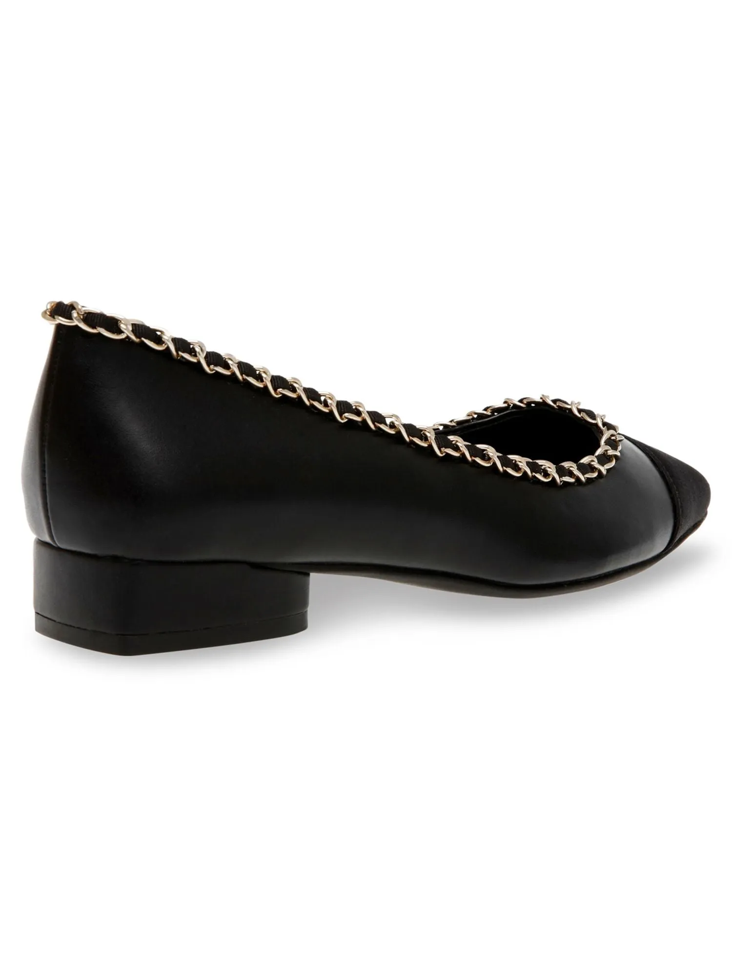 ANNE KLEIN Womens Black Chain Accent Padded Cameron Square Toe Block Heel Slip On Dress Flats Shoes M