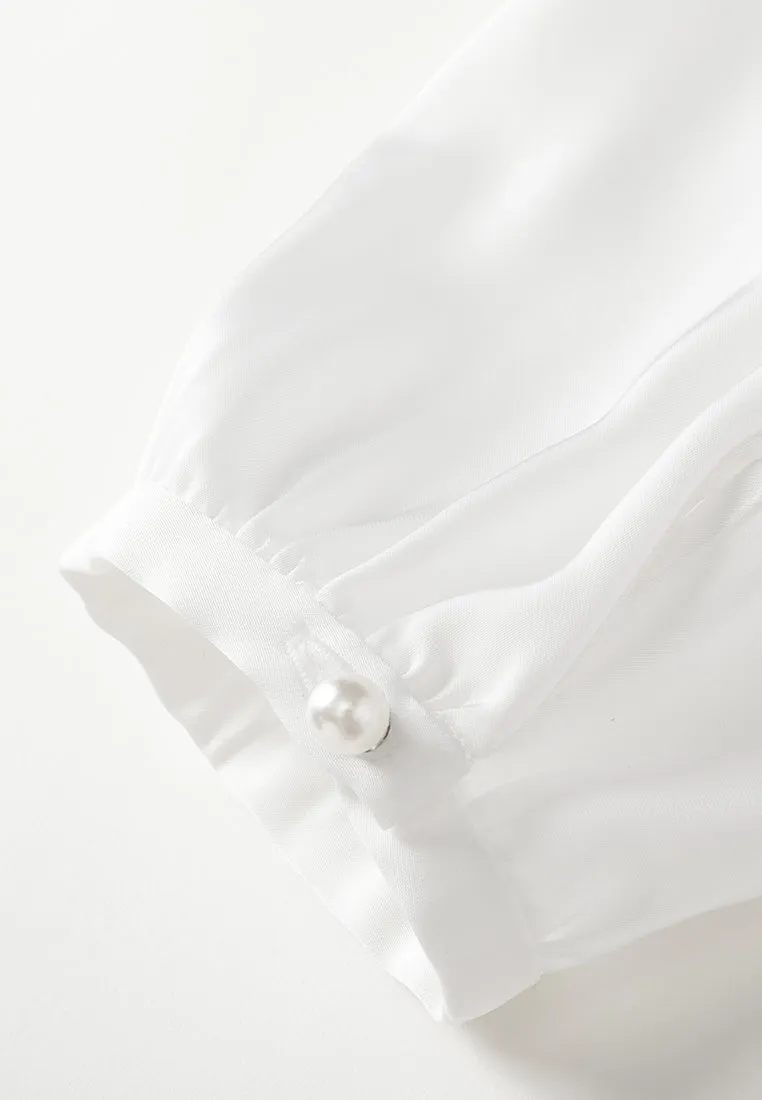 Appliqué Patchwork Puff-sleeve Top