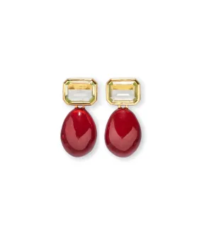 Bean Earrings in Burgundy Enamel