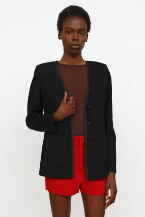 Black Knit Button Blazer