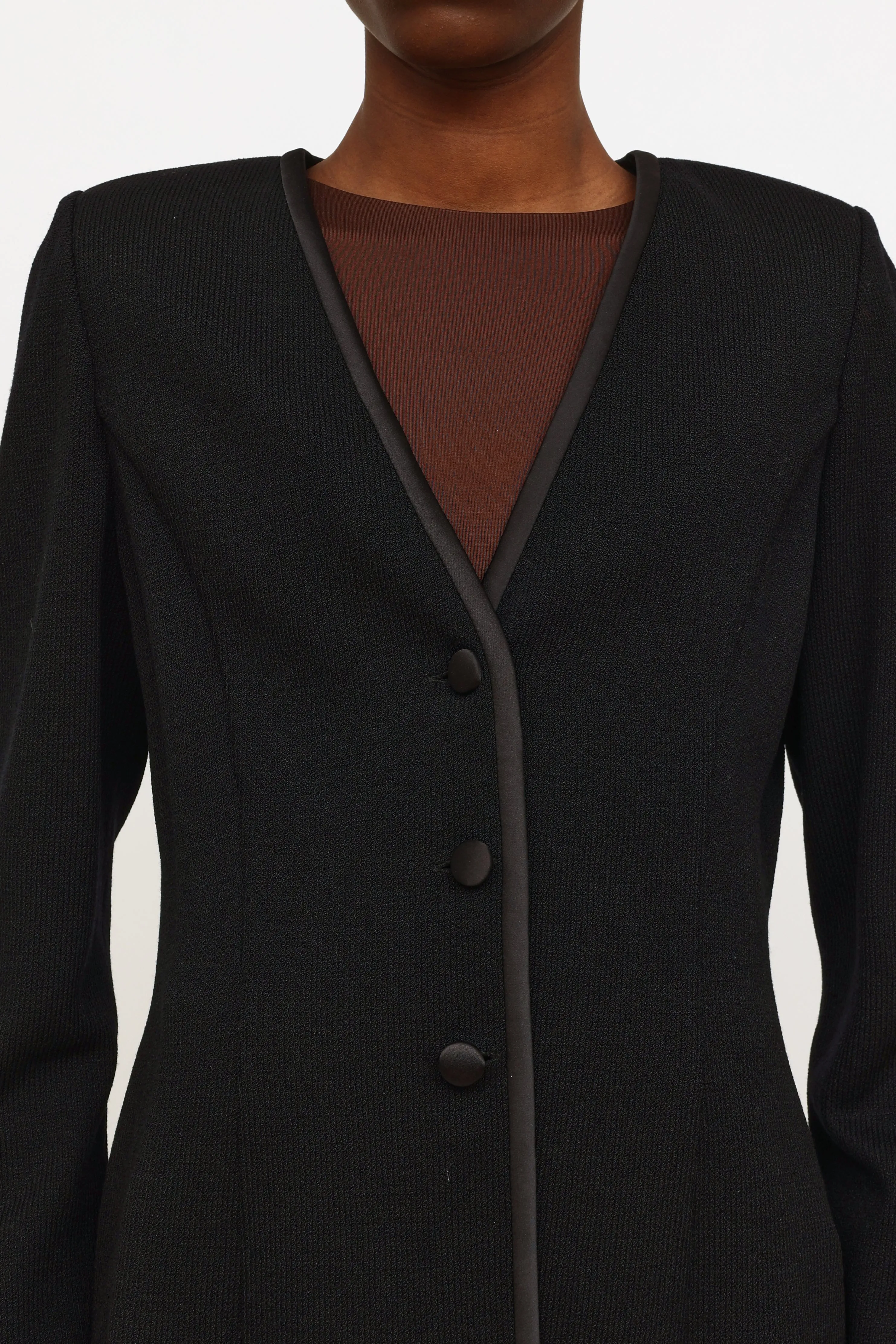 Black Knit Button Blazer