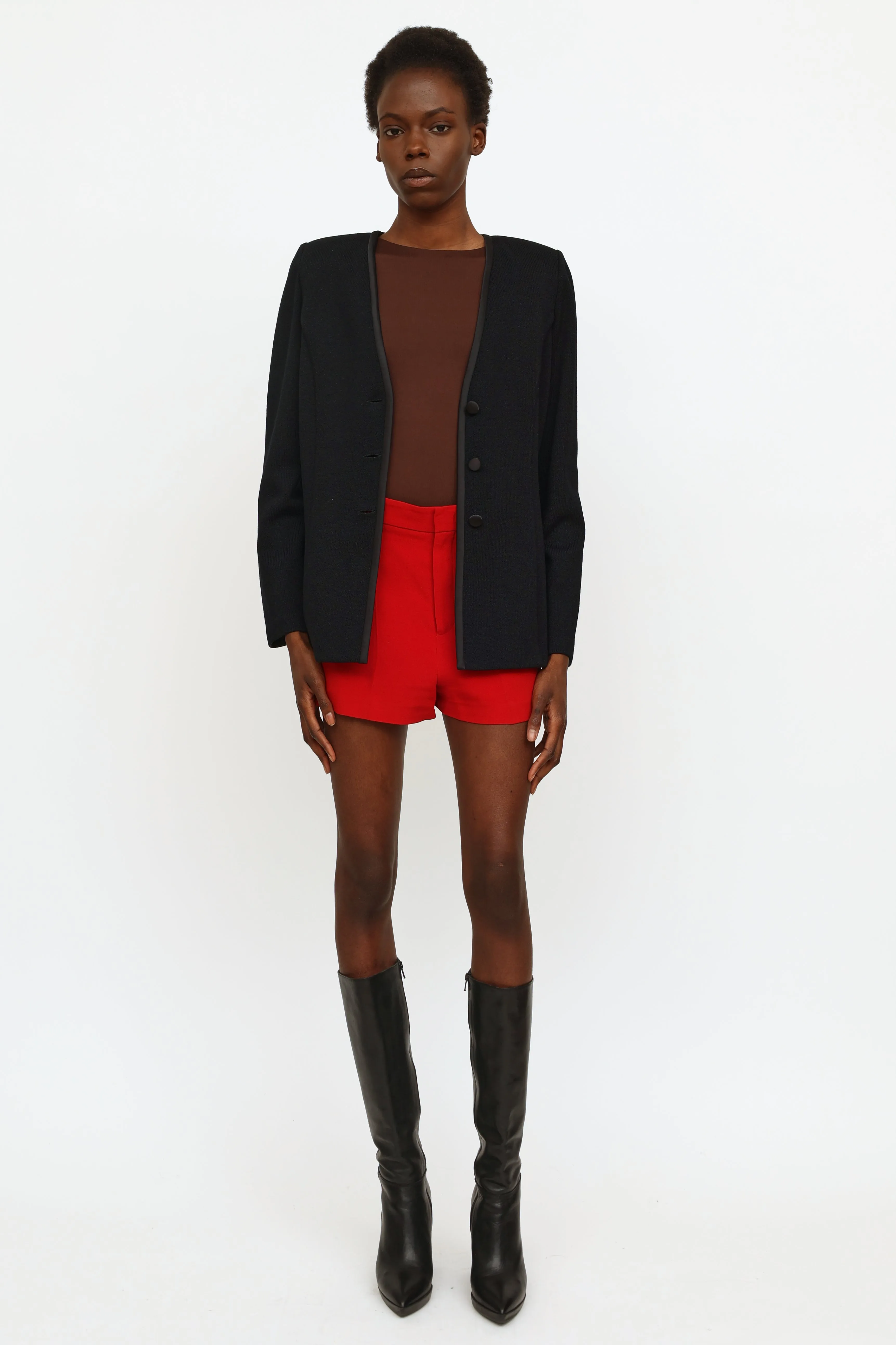 Black Knit Button Blazer