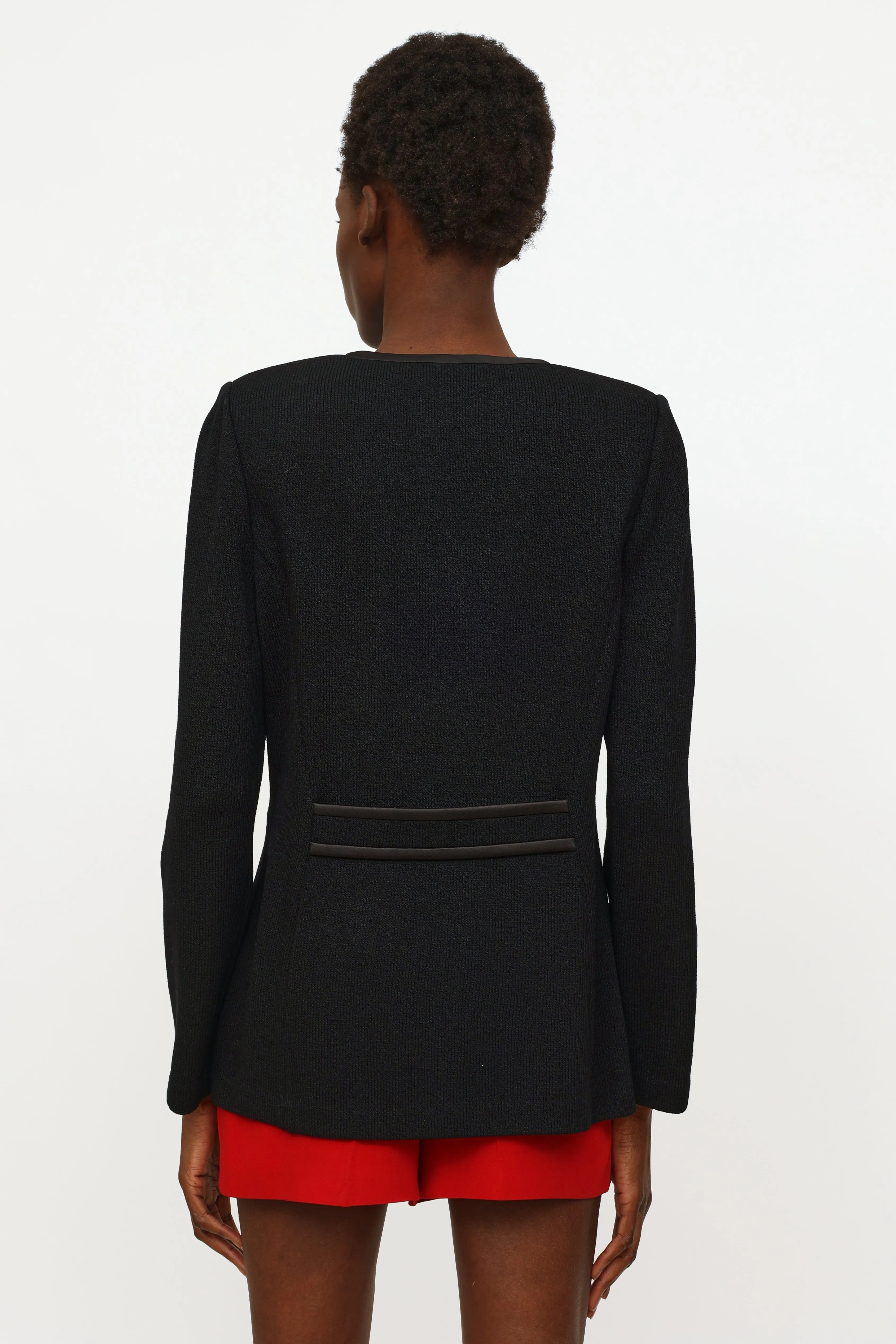 Black Knit Button Blazer
