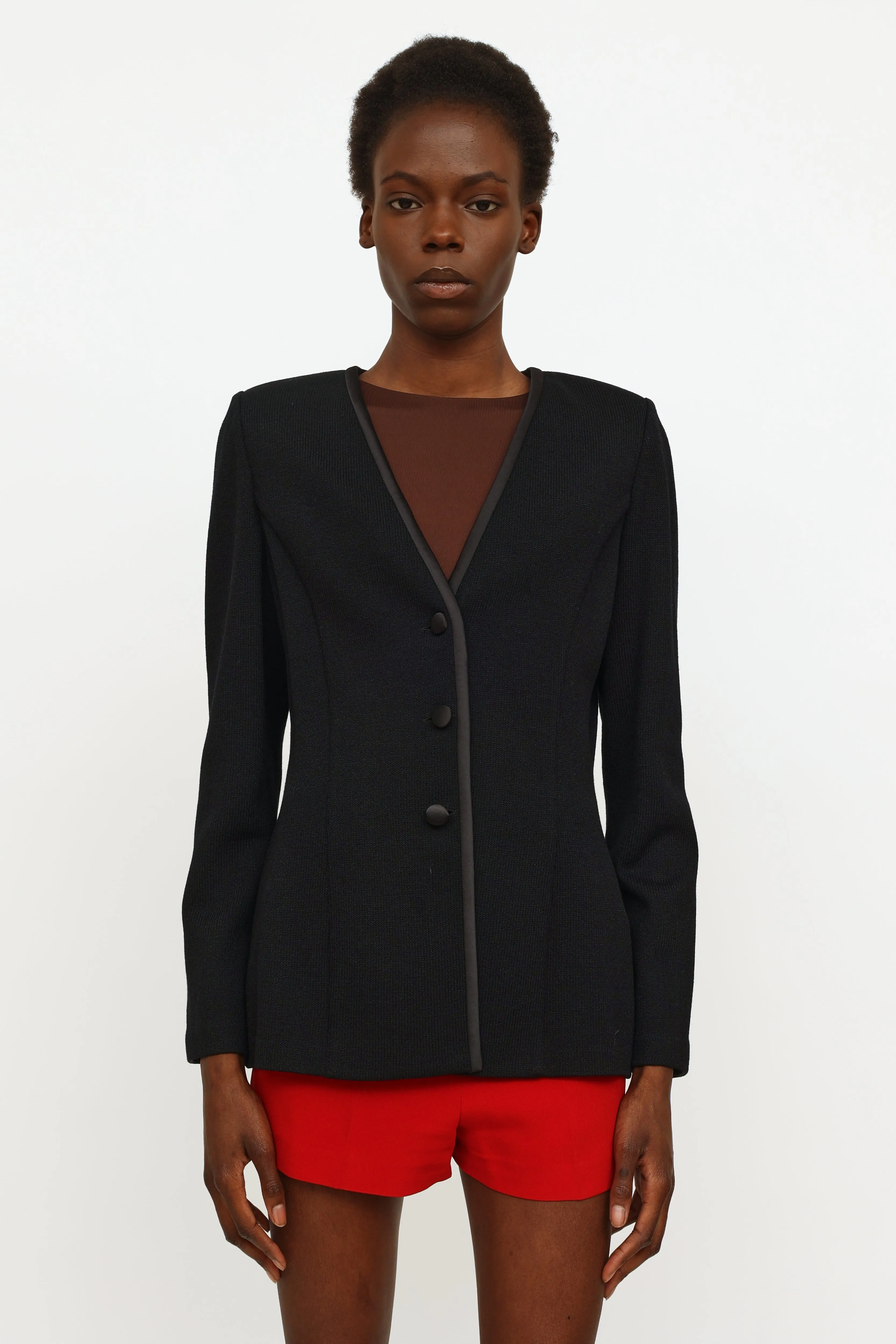 Black Knit Button Blazer
