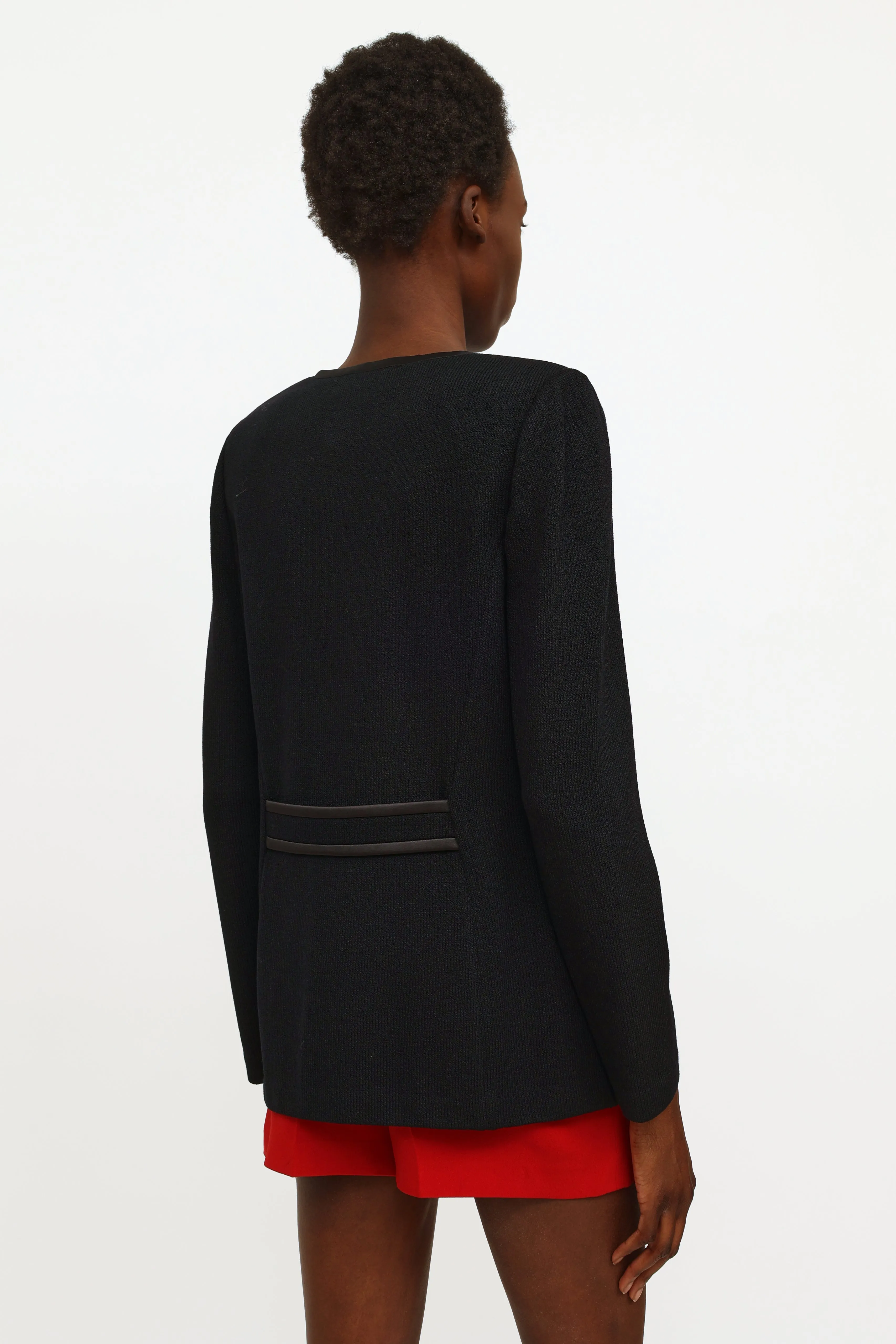 Black Knit Button Blazer