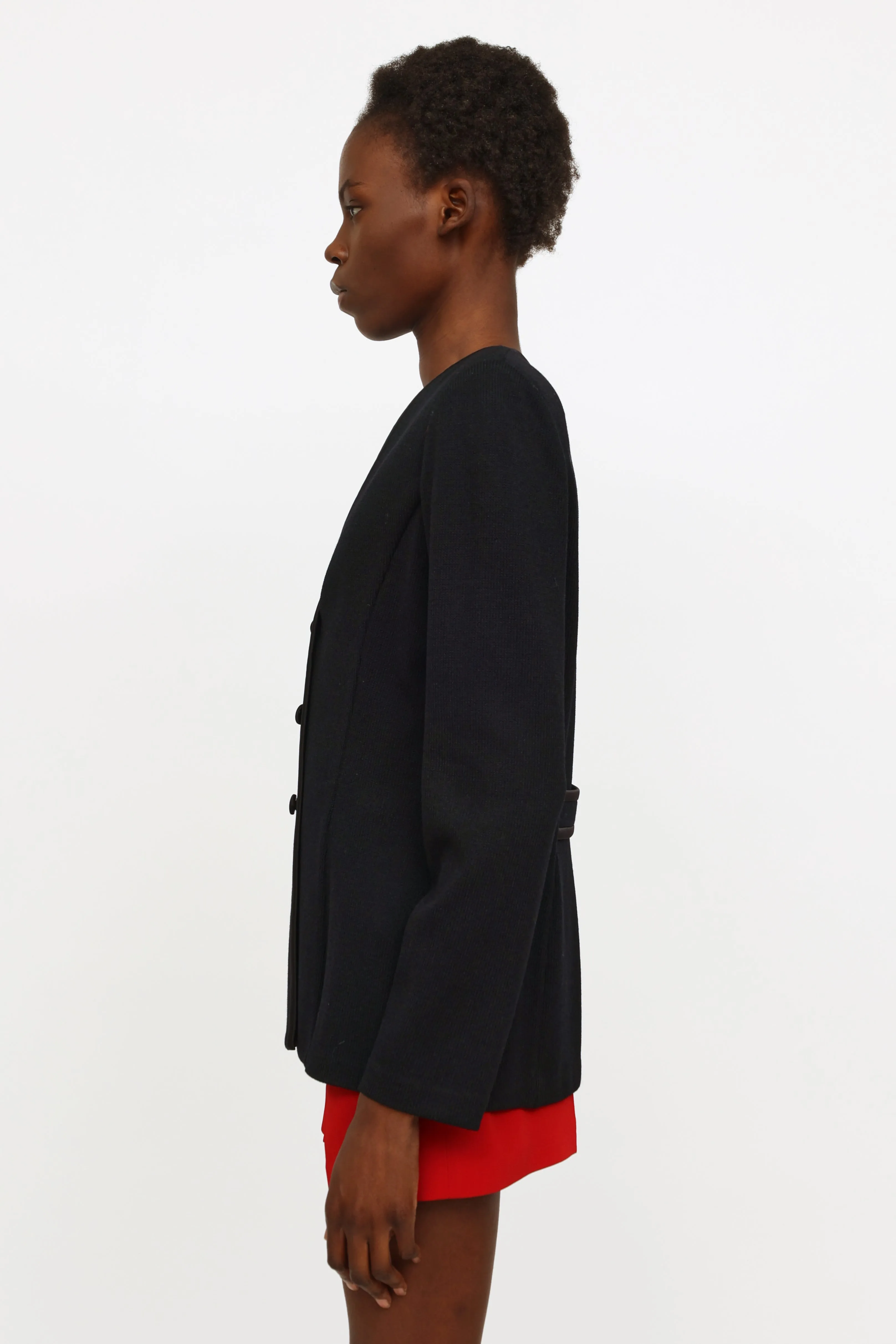 Black Knit Button Blazer