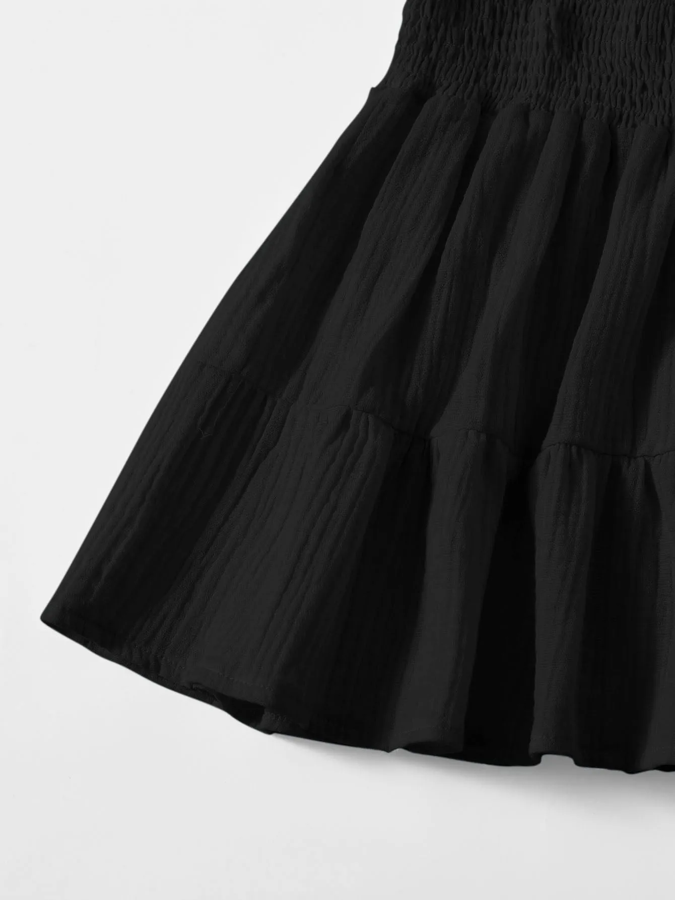 Boho Plain Shirred Natural Mini Women Skirt