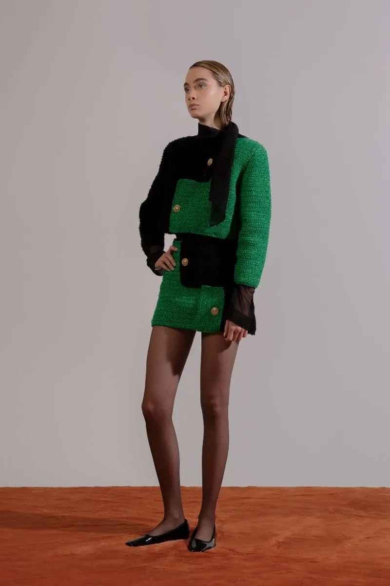 BRIJY GREEN COLOR BLOCK JACKET