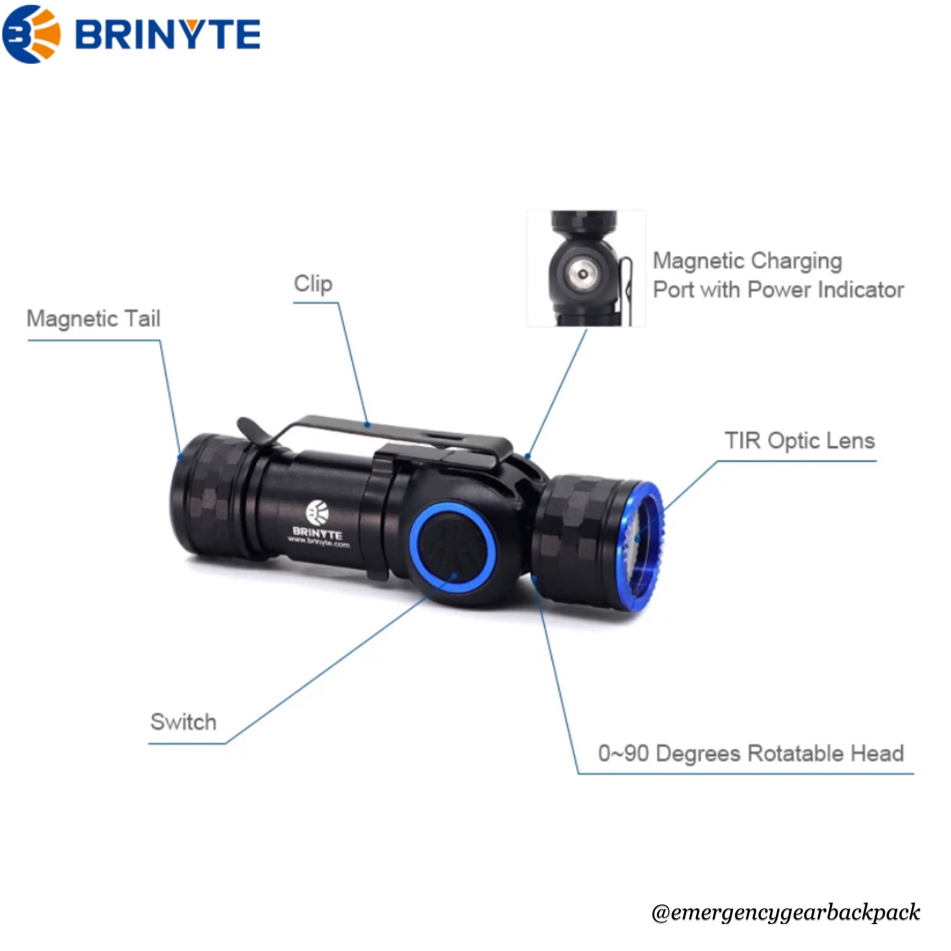Brinyte HL16 Noctua Headlamp 520LMS 140M