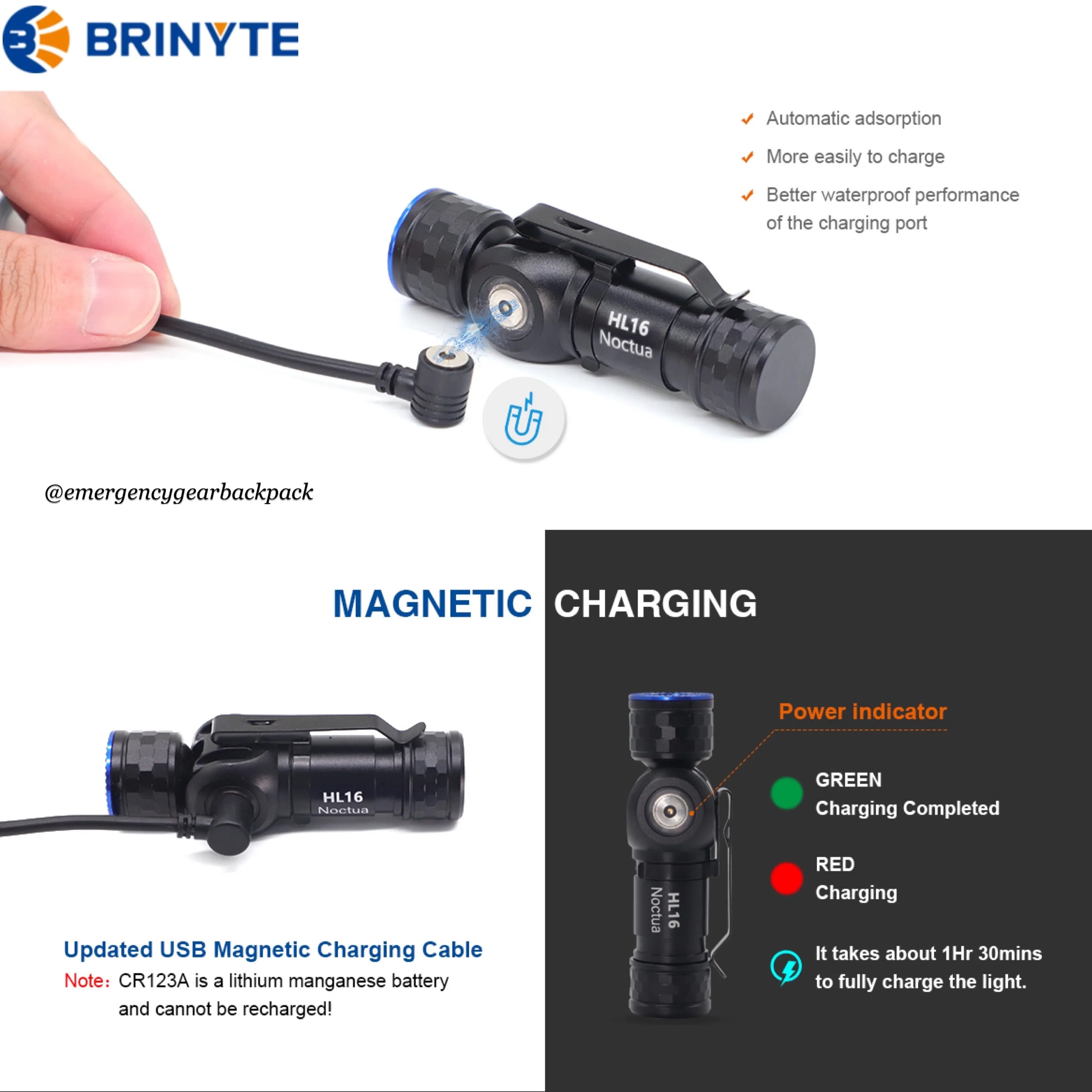 Brinyte HL16 Noctua Headlamp 520LMS 140M