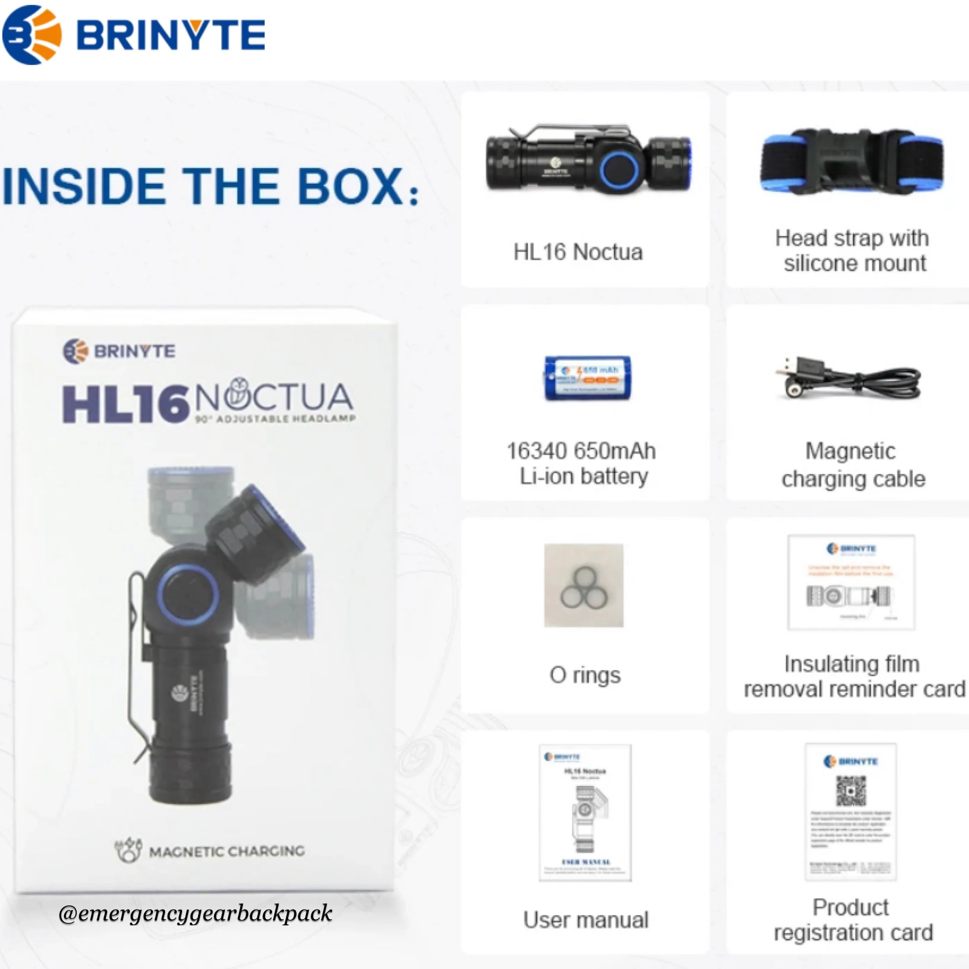 Brinyte HL16 Noctua Headlamp 520LMS 140M