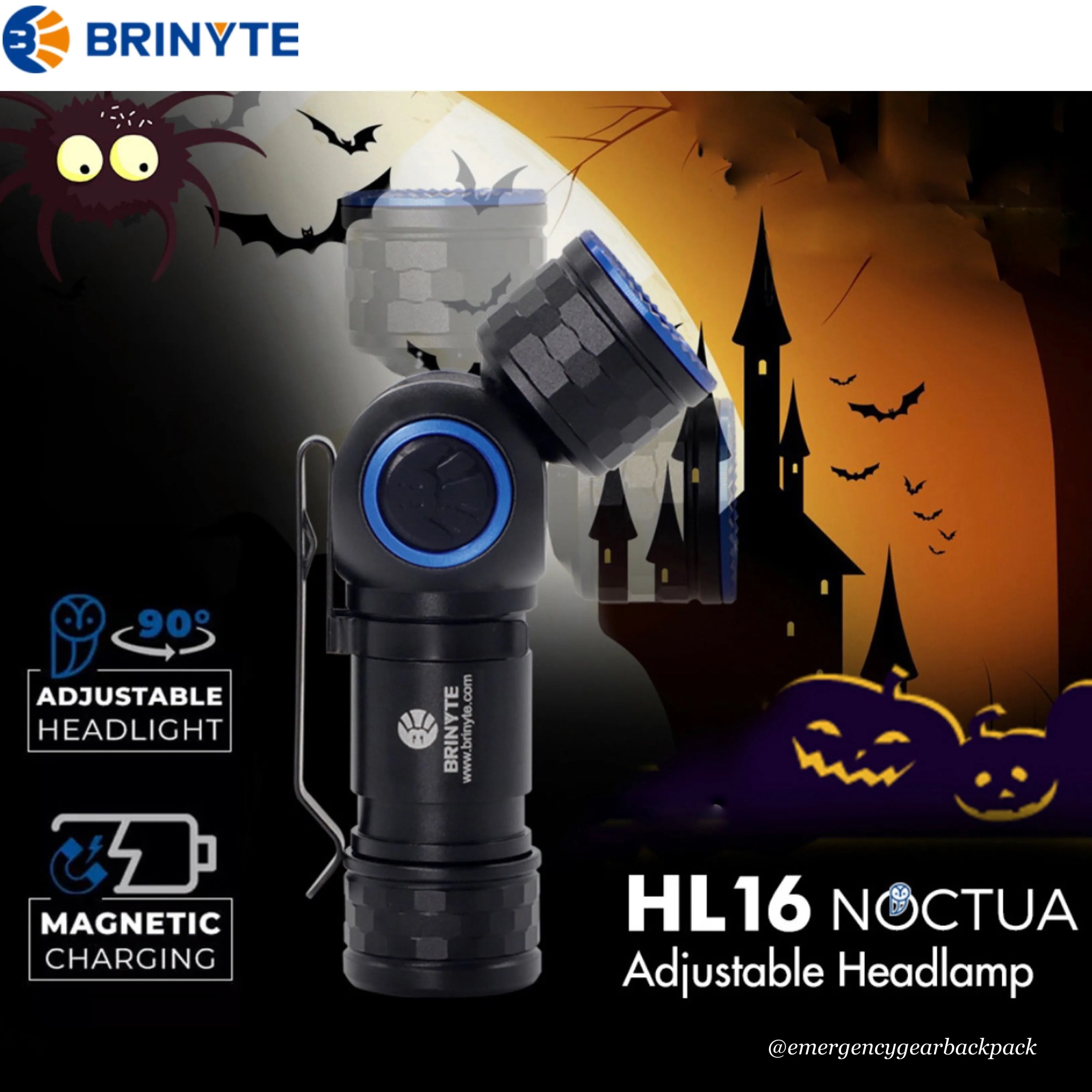 Brinyte HL16 Noctua Headlamp 520LMS 140M