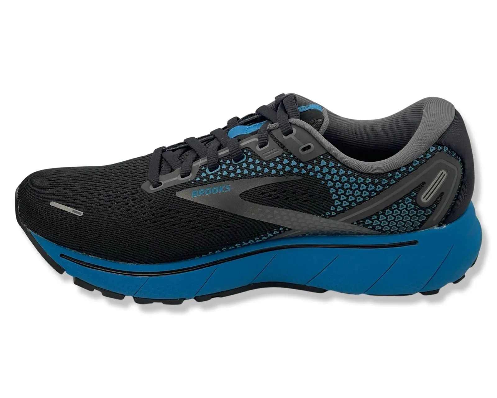 Brooks Ghost 14 Wide 2E Running Sneakers In Black & Blue For Men's