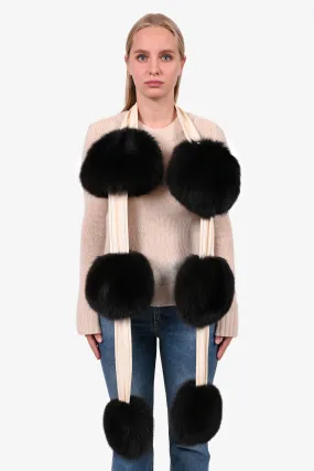Celine 2015/16 Runway Black Fur Pom Pom Scarf
