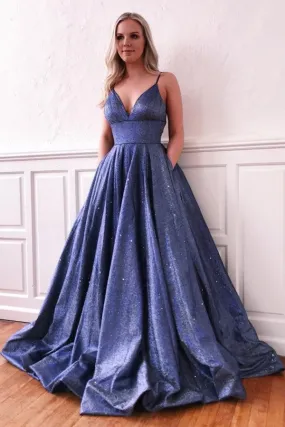 Charming Spaghetti strap Stromy Blue, Mauve Chic Sequined Prom Party Gowns