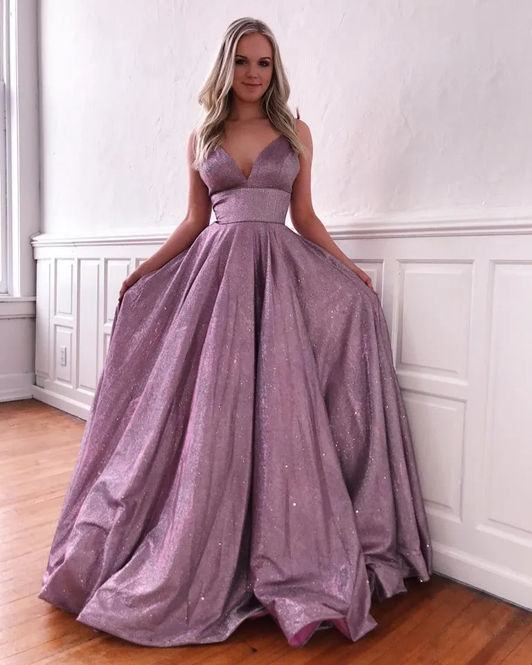 Charming Spaghetti strap Stromy Blue, Mauve Chic Sequined Prom Party Gowns