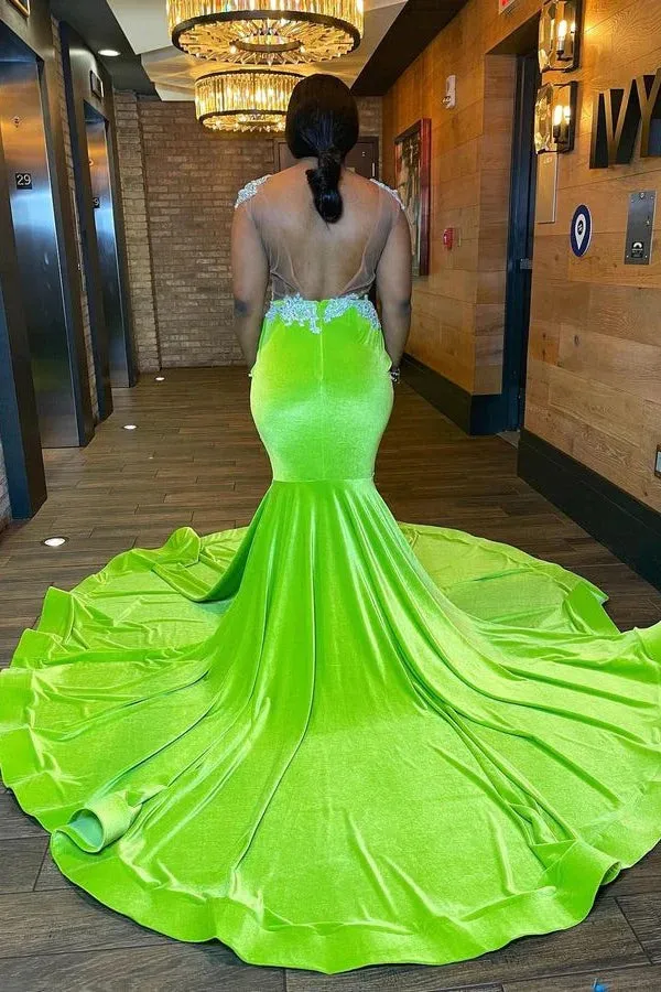 Chic Long Mermaid Sleeveless Backless Formal Prom Dress With Beading