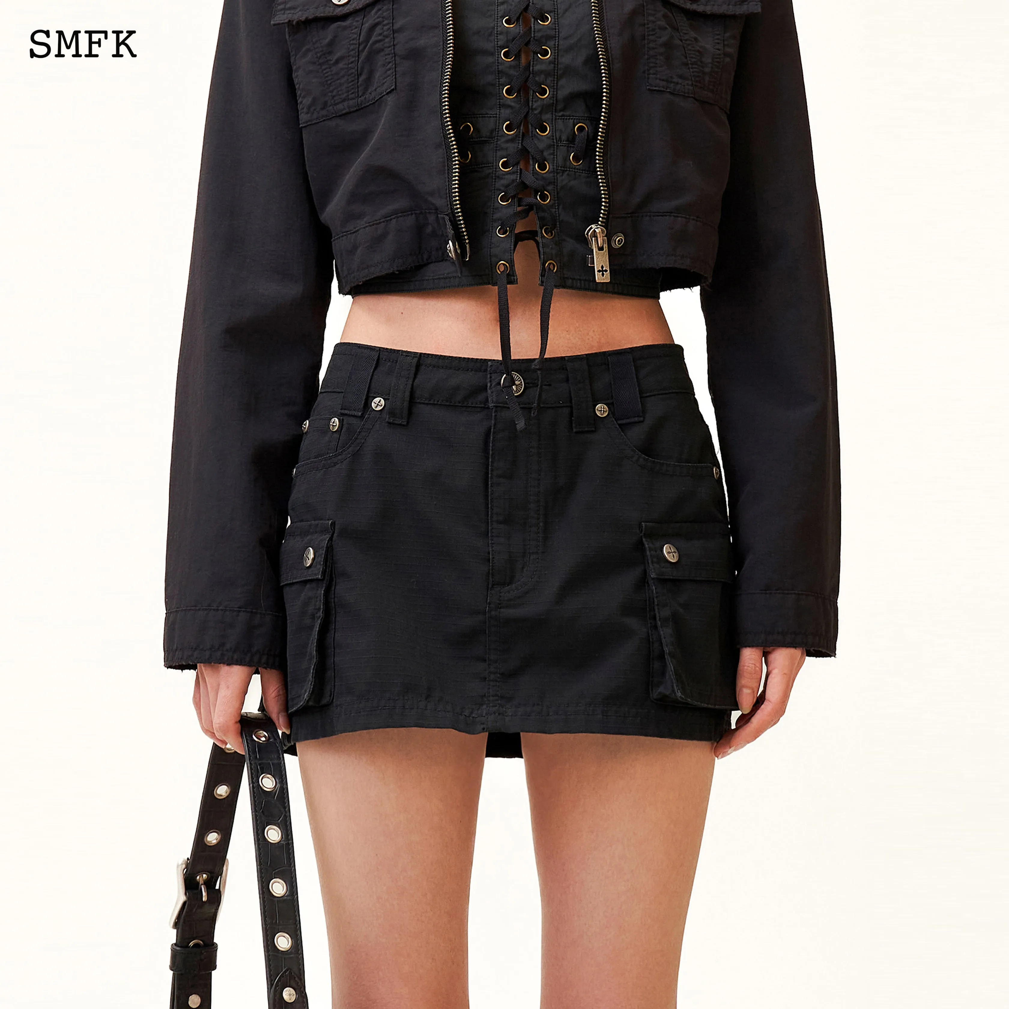 Compass Wild Tarpan Workwear Black Mini Skirt