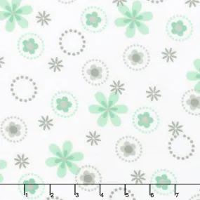 Cozy Cotton Flannels - Mint Flowers Mint Yardage