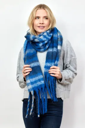 Cozy Plaid Scarf - Blue