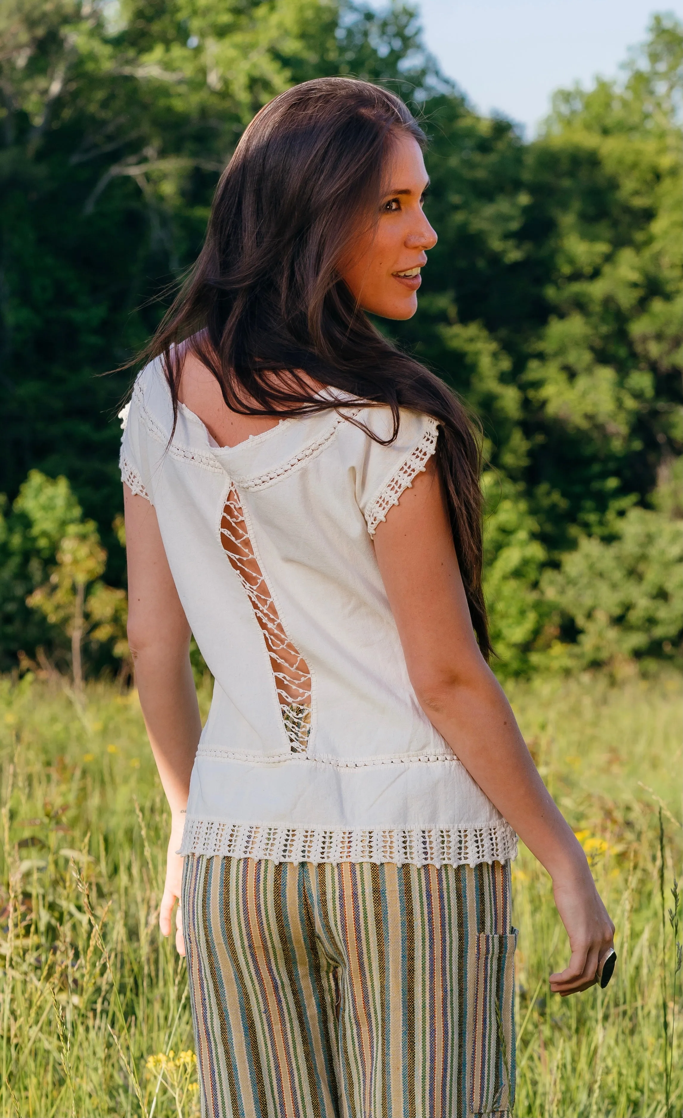 Damiana Elegant Crochet Organic Cotton Top