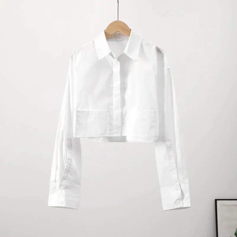 Elegant Long Sleeve Crop Blouse