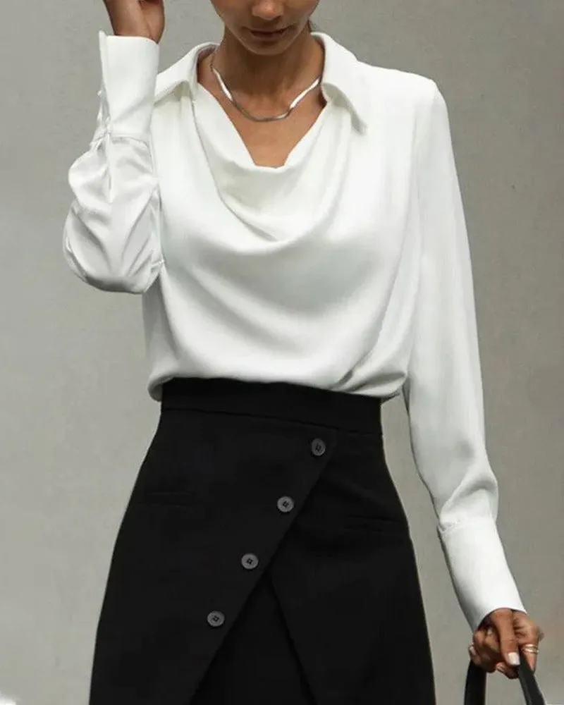 Elegant Long Sleeve Lapel Blouse