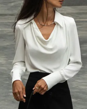 Elegant Long Sleeve Lapel Blouse