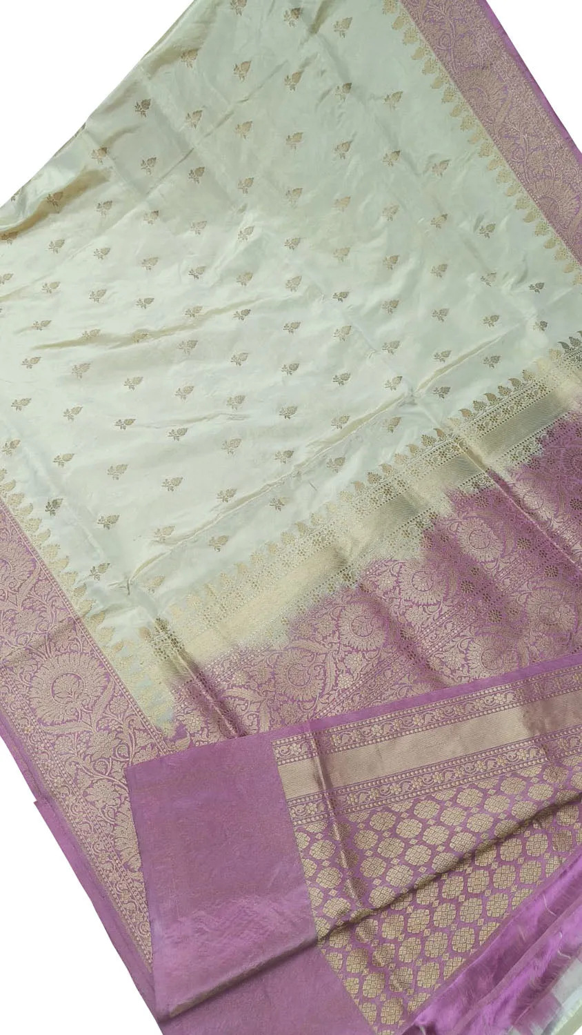 Elegant Off White Banarasi Tissue Silk Saree