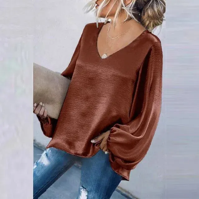 Elegant V-Neck Women Tops