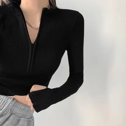 Elegant Zipper Knitted Sweater