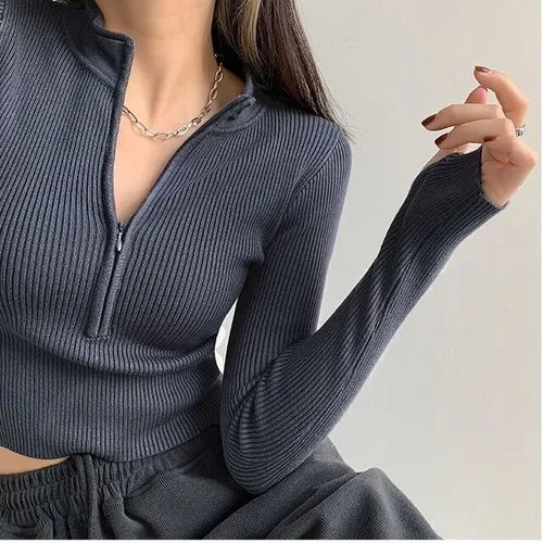 Elegant Zipper Knitted Sweater