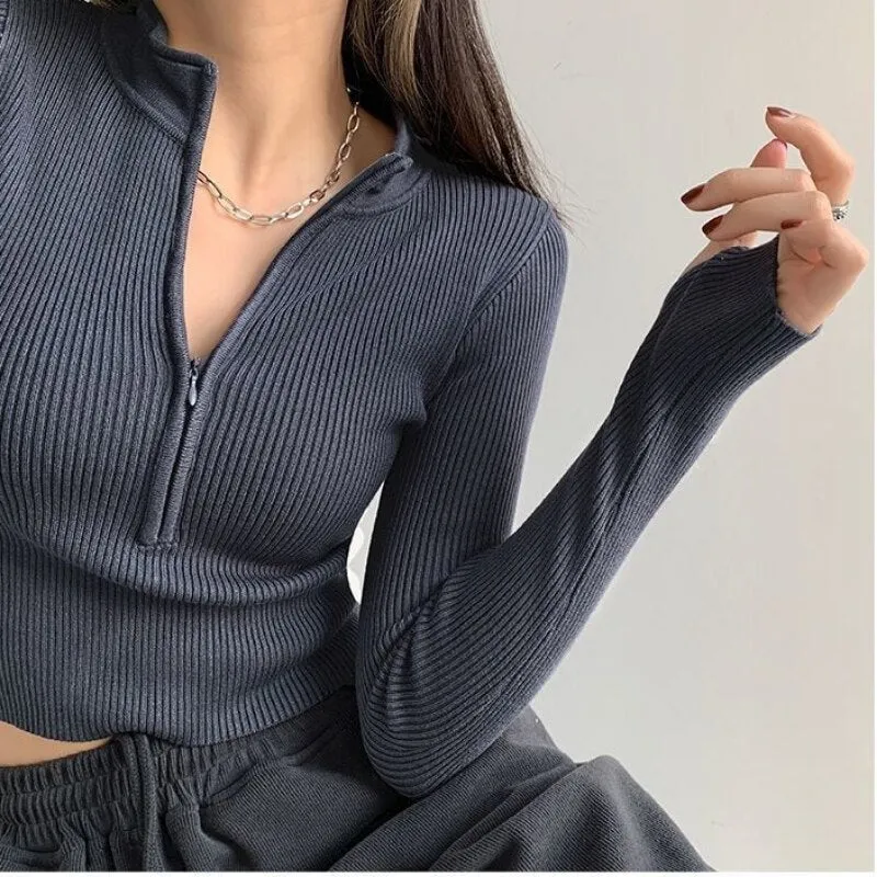 Elegant Zipper Knitted Sweater