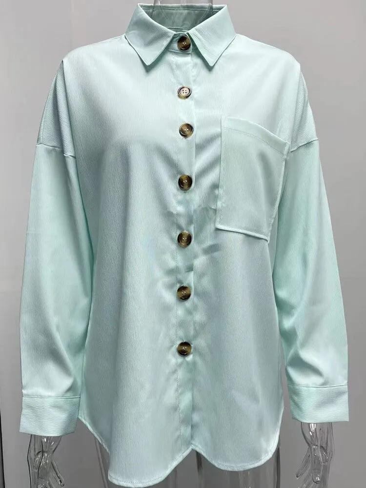 FashionSierra - Oversize Turn Down Collar Elegant Blouses