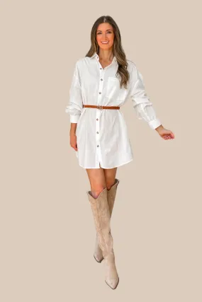 First Impression Oversized Shirt Dress - Off White