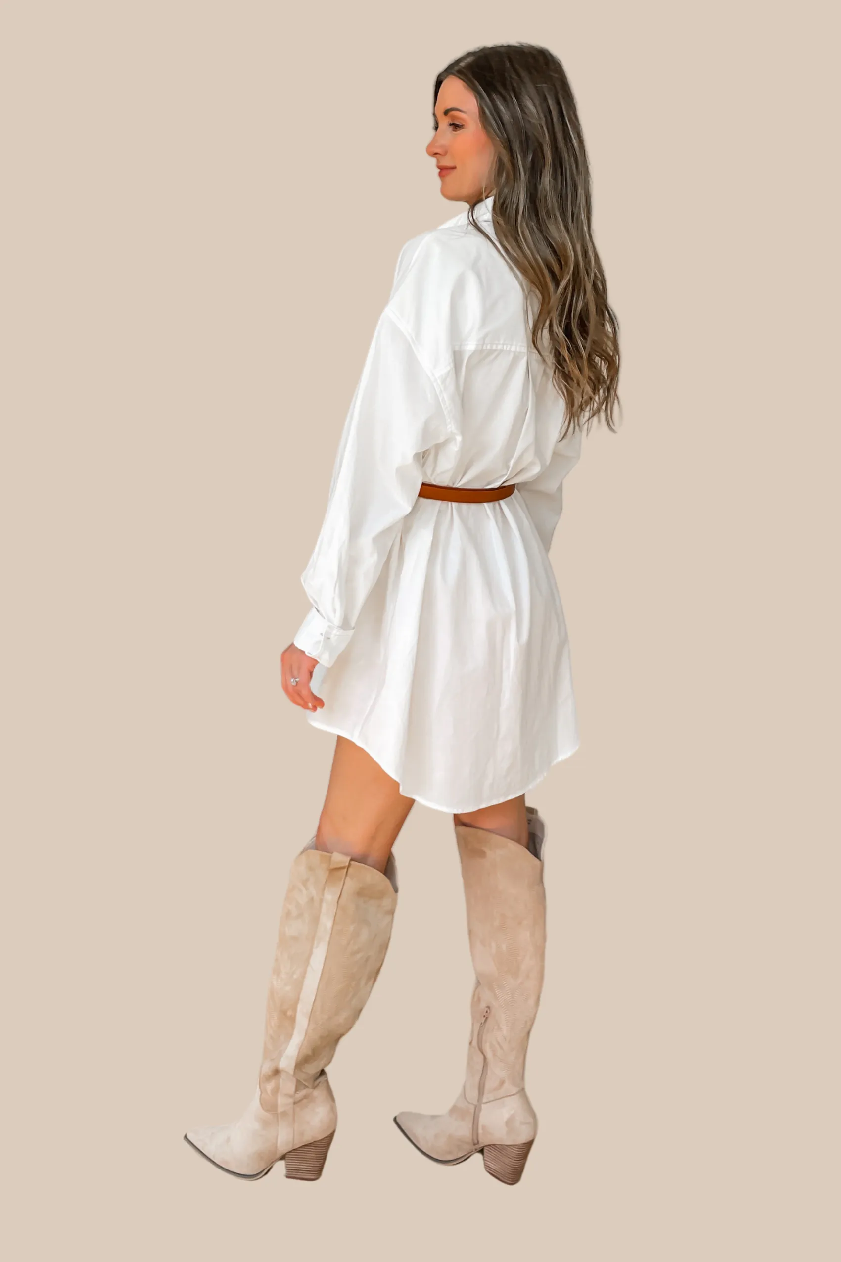 First Impression Oversized Shirt Dress - Off White