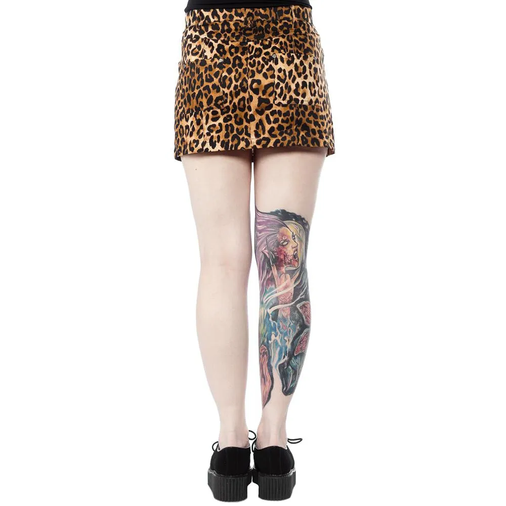 Five Pocket Leopard Womens Mini Skirt