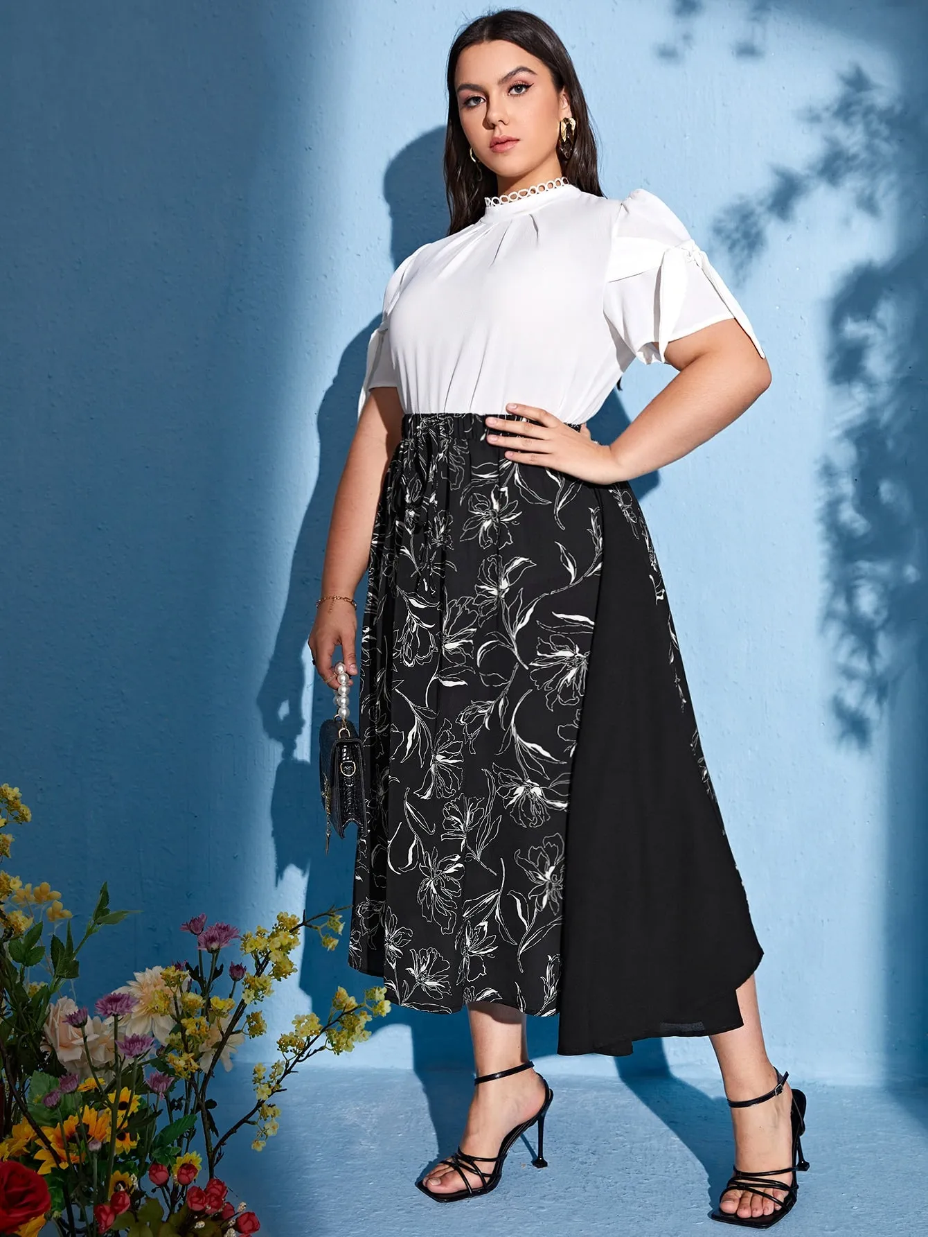 Floral Long Plus Size Skirt