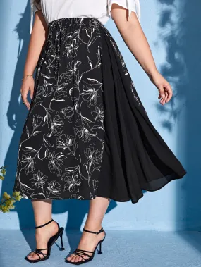 Floral Long Plus Size Skirt