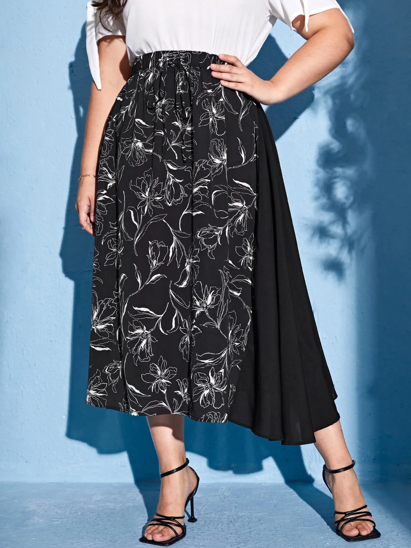 Floral Long Plus Size Skirt