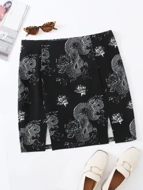 Floral Zipper Short Plus Size Skirt