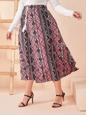 Geometric Knot Long Plus Size Skirt