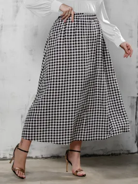 Gingham Long Plus Size Skirt