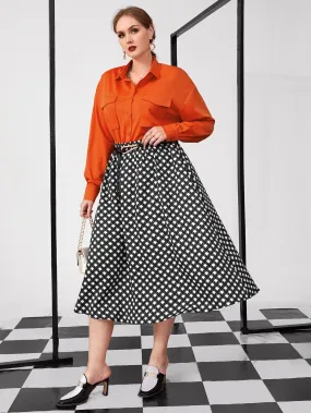 Gingham Midi Plus Size Skirt