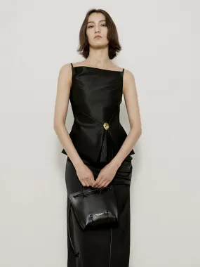 Glossy Elegant Flare Slim-fit Tops