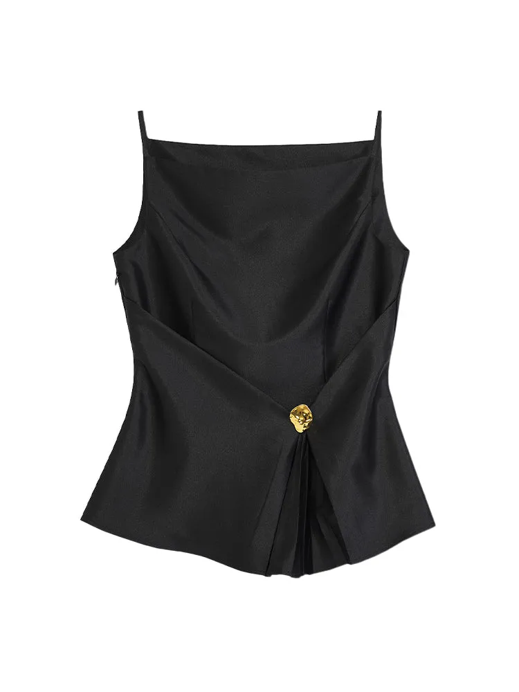 Glossy Elegant Flare Slim-fit Tops