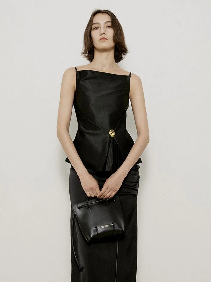 Glossy Elegant Flare Slim-fit Tops