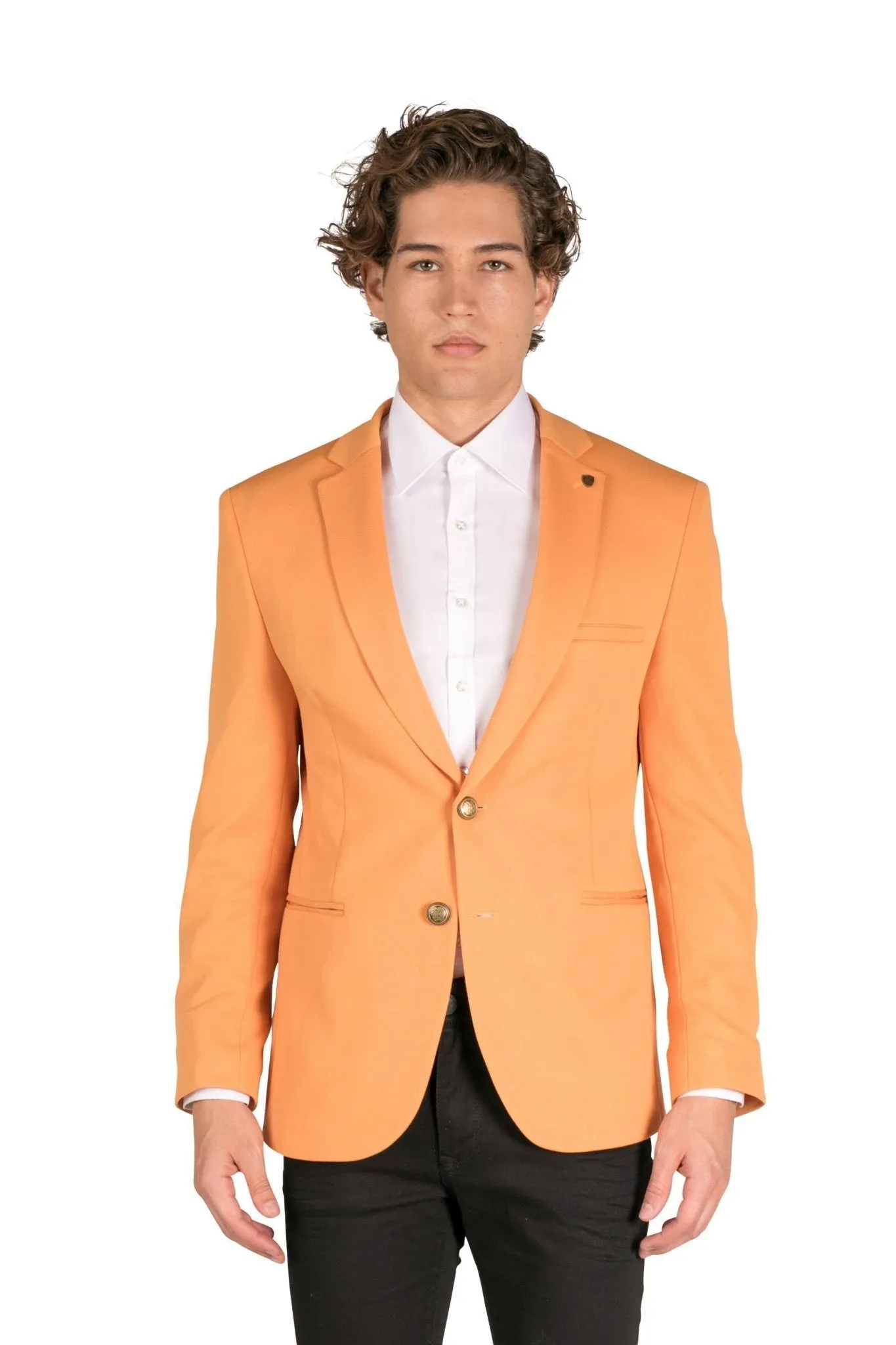 GOLD-BUTTON FITTED NOTCH BLAZER - YELLOW